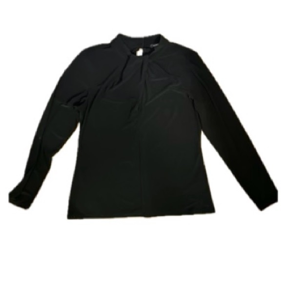 Halogen Mock Turtleneck Black Top w/ Peephole. Great, stretch jersey material. L - Picture 4 of 4